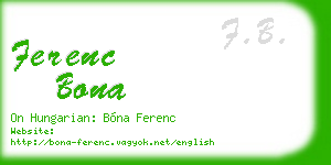 ferenc bona business card